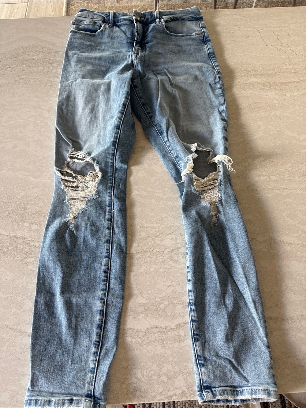 Good American Light Blue Distressed Skinny Jeans